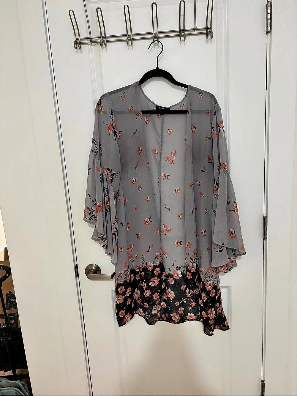 Torrid Floral Mini Dress Gray & Black Size 1/2 Like New